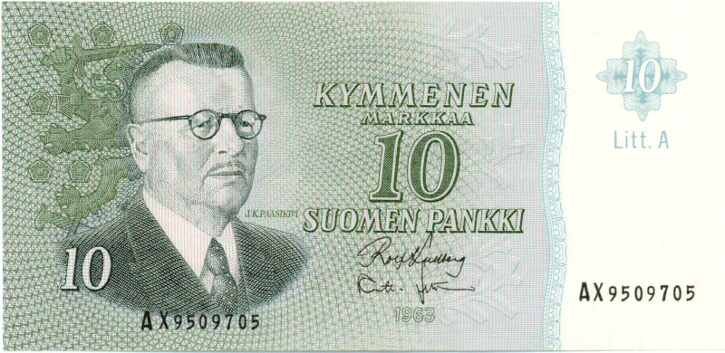 10 Markkaa 1963 Litt.A AX9509705 kl.8